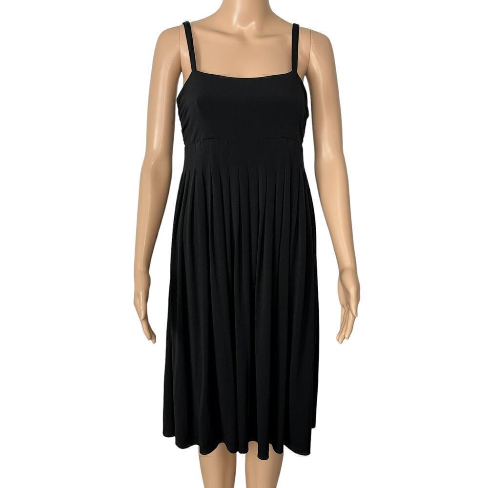 Calvin Klein Black Pleated Empire Waist Tie Back Swing Dress (4)